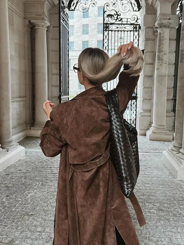 Suzanne| Classic Suede Trench Coat.