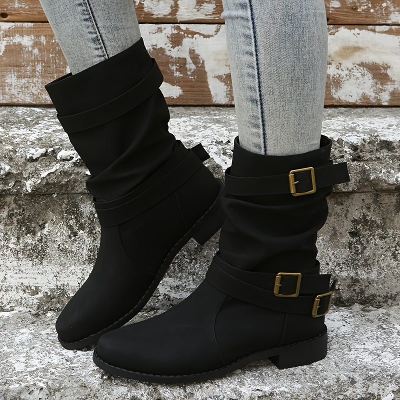 Serafina | Cozy Buckled Leather Boots